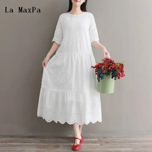 Spring and Summer Dress 2018 New Fashion Women Half Sleeve White Long Dress Embroidery Pure Cotton Mori Girl Vestidos
Spring and Summer Dress 2018 New Fashion Women Half Sleeve White Long Dress Embroidery Pure Cotton Mori Girl Vestidos