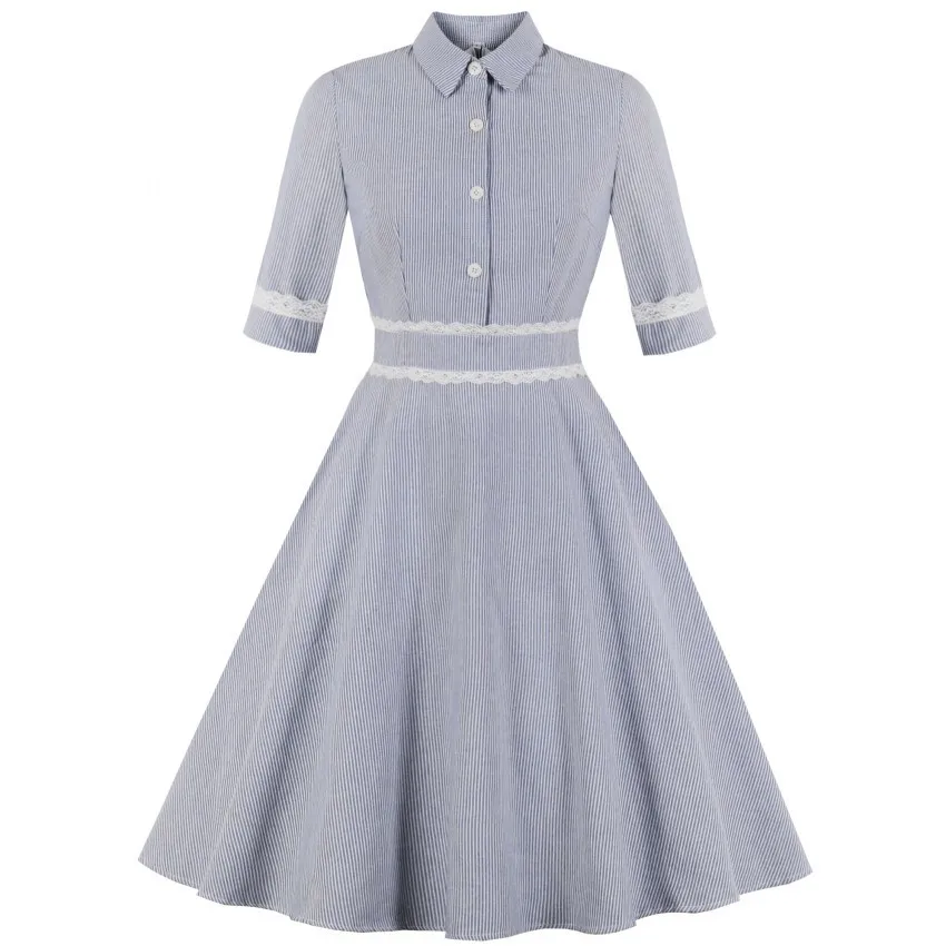Women Summer Pin Up Stripes Casual Party Shirt Half Shirt Retro Robe 60 S 50 S Vintage Rockabilly Swing Dress Top Vestido
Women Summer Pin Up Stripes Casual Party Shirt Half Shirt Retro Robe 60 S 50 S Vintage Rockabilly Swing Dress Top Vestido