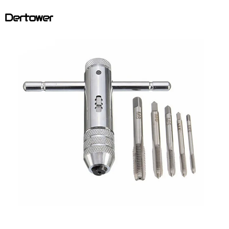 5Pcs/set Adjustable M3-M8 3-8mm T-Handle Ratchet Taps Wrench Machine Screw Thread Metric Plug Tap Machinist Tools DT6
5Pcs/set Adjustable M3-M8 3-8mm T-Handle Ratchet Taps Wrench Machine Screw Thread Metric Plug Tap Machinist Tools DT6