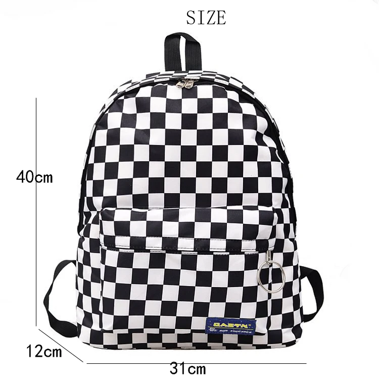2019 Unisex Plaid Nylon Female Travel Daypack Laptop Backpack Book Schoolbags Feminina School Casual Rucksack Women Bag Rugzak 14