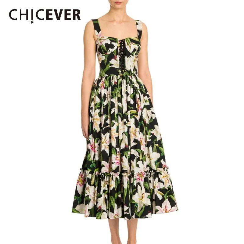 CHICEVER Summer Bohemian Style Print For Women Dress Square Collar Spaghetti Strap Button Pleated Hem Mid Calf A-line Dresses
CHICEVER Summer Bohemian Style Print For Women Dress Square Collar Spaghetti Strap Button Pleated Hem Mid Calf A-line Dresses