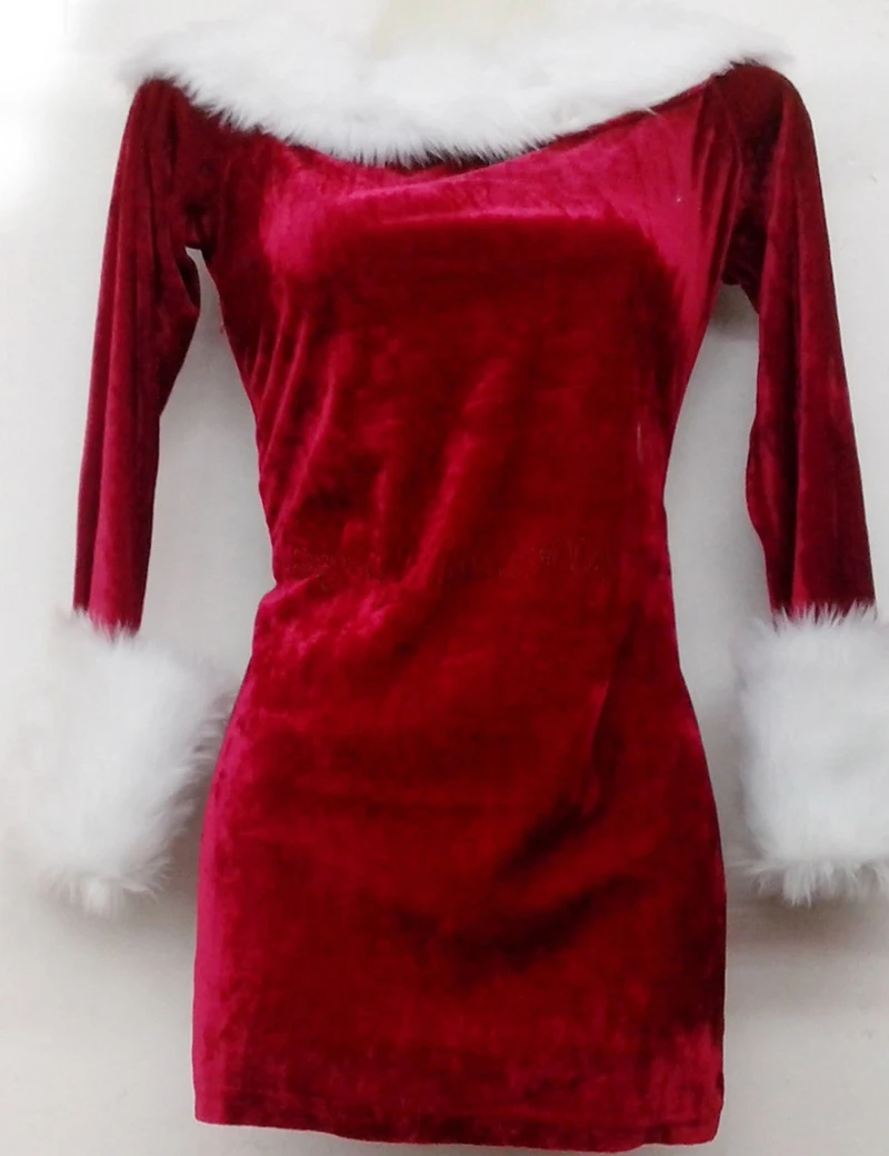 Cosplay&ware M-xxl High Sexy Red Velvet Christmas Costumes Women Party Dress Adult Santa Clause Uniform 14 Cosplay&ware M-xxl High Sexy Red Velvet Christmas Costumes Women Party Dress Adult Santa Clause Uniform -Cosplayware Store