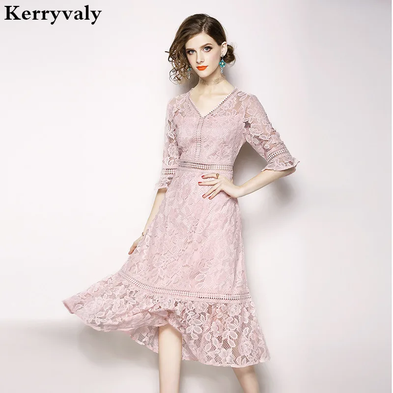 Spring Big Pendulum Pink Lace Dress Vestidos Mujer 2019 Women Midi Pary Sparkly Dress Vestidos De Festa Kerst Jurk K9669
Spring Big Pendulum Pink Lace Dress Vestidos Mujer 2019 Women Midi Pary Sparkly Dress Vestidos De Festa Kerst Jurk K9669
