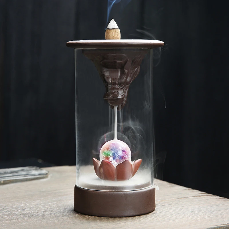 Ceramics LED Light Dragon Spit Fog Backflow Incense Burner Creative Zen Ornaments Room Aromatherapy + 10Pcs Incense Cones
Ceramics LED Light Dragon Spit Fog Backflow Incense Burner Creative Zen Ornaments Room Aromatherapy + 10Pcs Incense Cones
