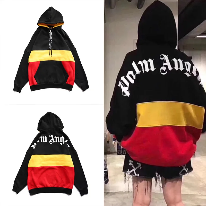 Men Hoodie Palm Angels Hip Hop Cotton Sweatshirts White Letter Logo Half Zipper O-Neck Hooded Black-yellow-red interval Pullover
Men Hoodie Palm Angels Hip Hop Cotton Sweatshirts White Letter Logo Half Zipper O-Neck Hooded Black-yellow-red interval Pullover