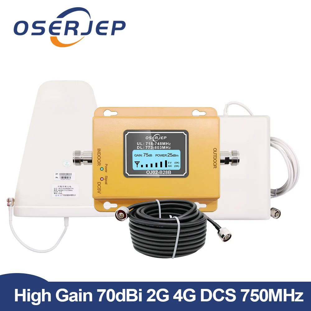 B28B 700mhz LCD Display Powerful Cell Phone 70dB Gain 4G LTE 700 Signal Repeater Amplifier log Antenna
B28B 700mhz LCD Display Powerful Cell Phone 70dB Gain 4G LTE 700 Signal Repeater Amplifier log Antenna