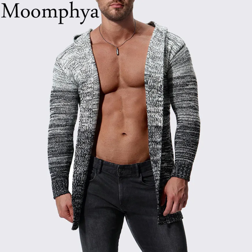 Moomphya Hooded men cardigan sweater Gradient color Knitted sweater men Streetwear hip hop long style sweater coat sueter hombre
Moomphya Hooded men cardigan sweater Gradient color Knitted sweater men Streetwear hip hop long style sweater coat sueter hombre
