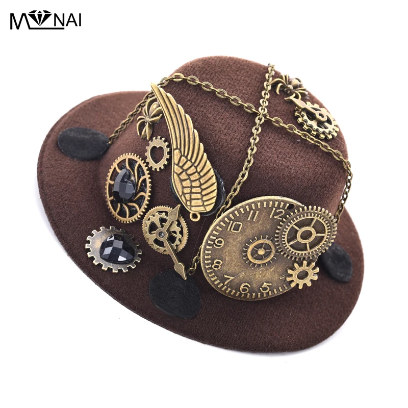 Handmade Mini Victorian Hat with Gears Wing Chains Steampunk Top Hats Party Halloween Hair Clip Accessories Gothic
Handmade Mini Victorian Hat with Gears Wing Chains Steampunk Top Hats Party Halloween Hair Clip Accessories Gothic