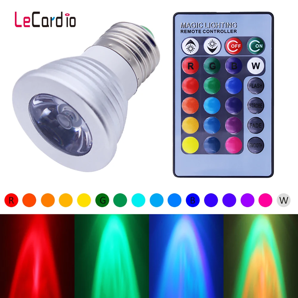 Hot 3W RGB Light Bulb LED Downlight E27 MR16 GU10 16 Color Change spotlight Lamp with Remote control For Home Party Decoration
Hot 3W RGB Light Bulb LED Downlight E27 MR16 GU10 16 Color Change spotlight Lamp with Remote control For Home Party Decoration