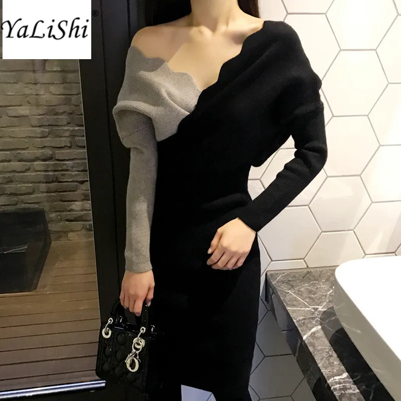 2022 Winter Women Sweater Dresses V-Neck Patchwork Batwing Sleeve Bandage Knitted Dress Vintage Party Bodycon Pencil Midi Dress
2022 Winter Women Sweater Dresses V-Neck Patchwork Batwing Sleeve Bandage Knitted Dress Vintage Party Bodycon Pencil Midi Dress