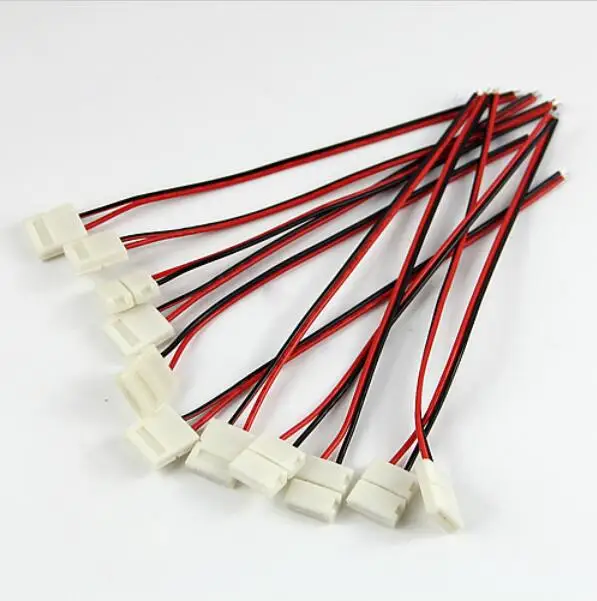 50pcs/lot 10mm 2 pin LED Connector Cable wire PCB Adapter For 5050 5630 7020 Single Color led Strip Pins free ship | Лампы и освещение