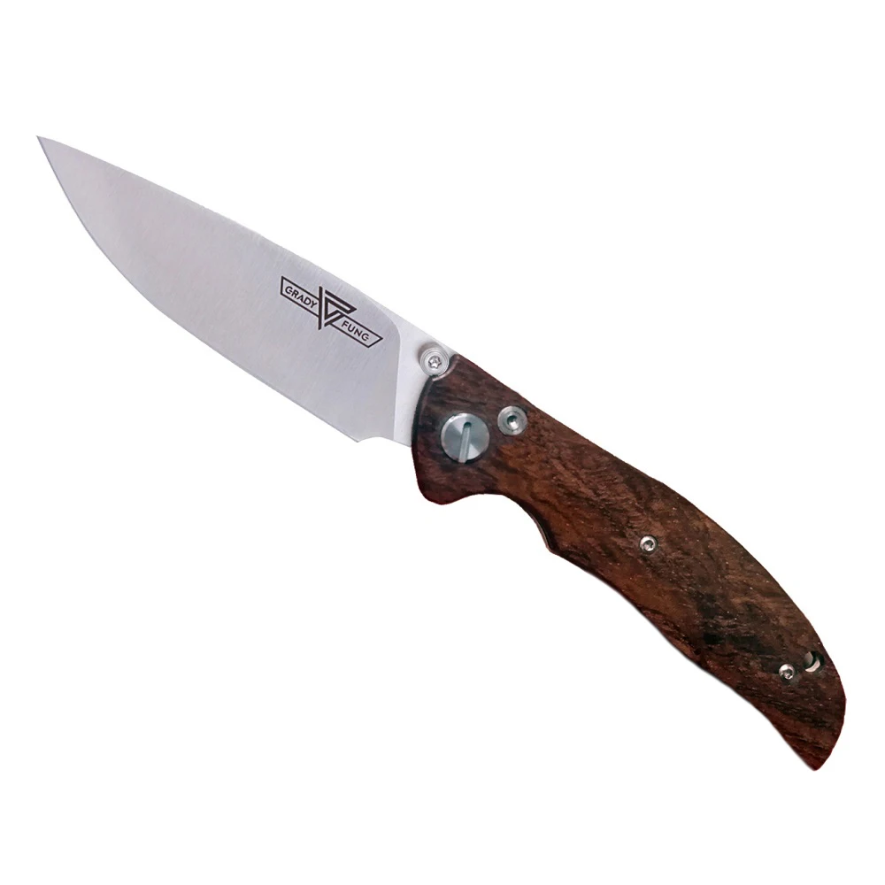 

Grady Fung Brand Design Model 2W High-end Folding Knife Rose Wood Handle with D2 Steel Blade Hunting Knife Tactical Camping EDC