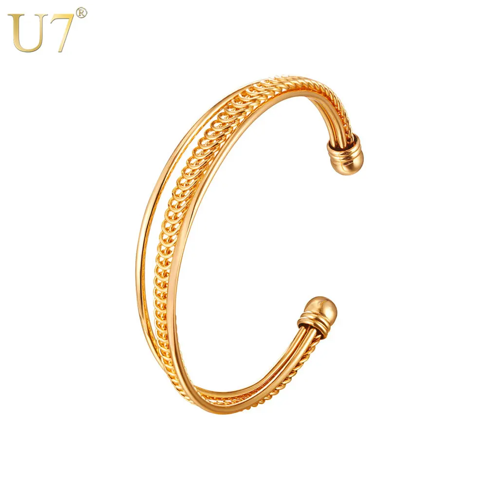 U7 Trendy Gold/Silver Color Cuff Bracelet For Men/ Women Bangle Bracelets Fashion Jewelry Wholesale Gift H334
U7 Trendy Gold/Silver Color Cuff Bracelet For Men/ Women Bangle Bracelets Fashion Jewelry Wholesale Gift H334
