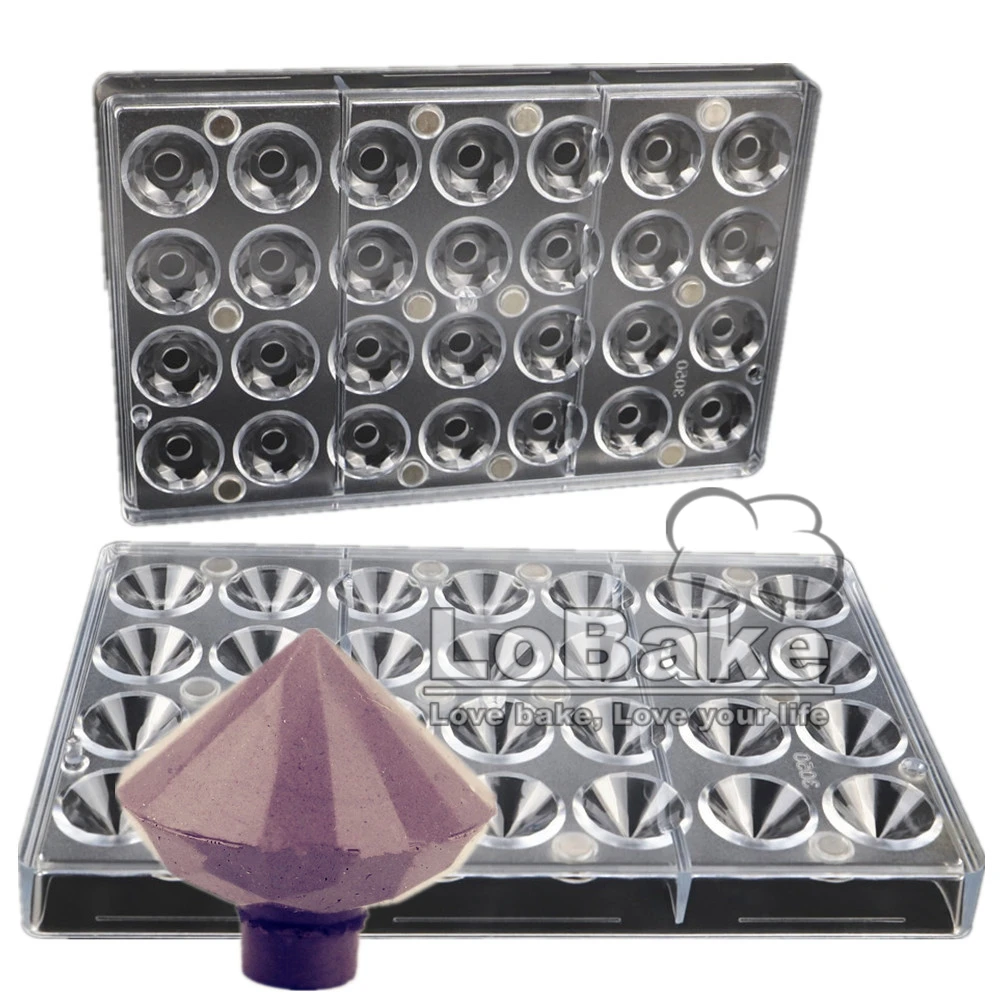 Big size 27.5*17.5*5cm 28 cavities 3D diamond shape magnetic polycarbonate chocolate mold candy fondant DIY baking tools
Big size 27.5*17.5*5cm 28 cavities 3D diamond shape magnetic polycarbonate chocolate mold candy fondant DIY baking tools