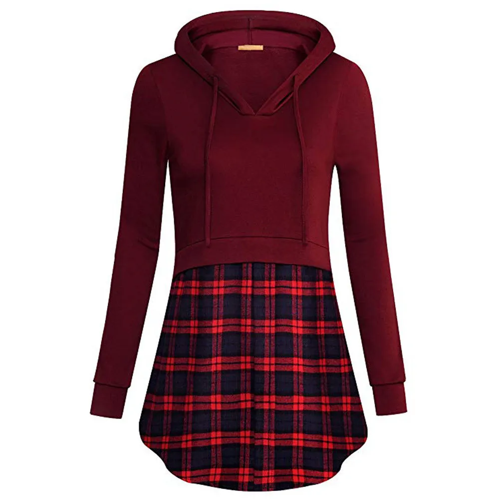 CHAMSGEND 2018 High Quality Women Sweatshirt Plaid Patchwork Hooded Blouse Fashion Tunic Long Sleeve Sweatshirt Pullover Top No9
CHAMSGEND 2018 High Quality Women Sweatshirt Plaid Patchwork Hooded Blouse Fashion Tunic Long Sleeve Sweatshirt Pullover Top No9
