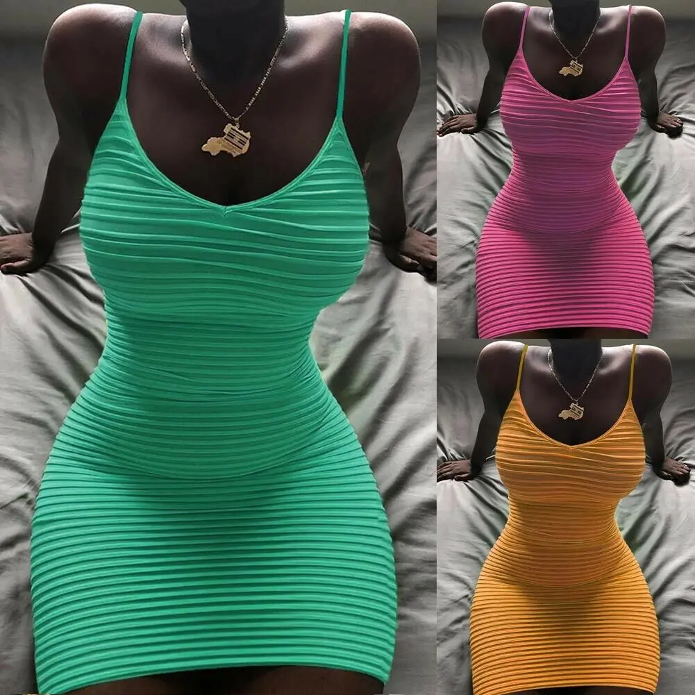Women Dress Tunic Bodycon Casual Fashion Sleeveless Party Evening Short Sexy Fluorescent Sling Pleated Bag Hip Slim Short Dress
Women Dress Tunic Bodycon Casual Fashion Sleeveless Party Evening Short Sexy Fluorescent Sling Pleated Bag Hip Slim Short Dress