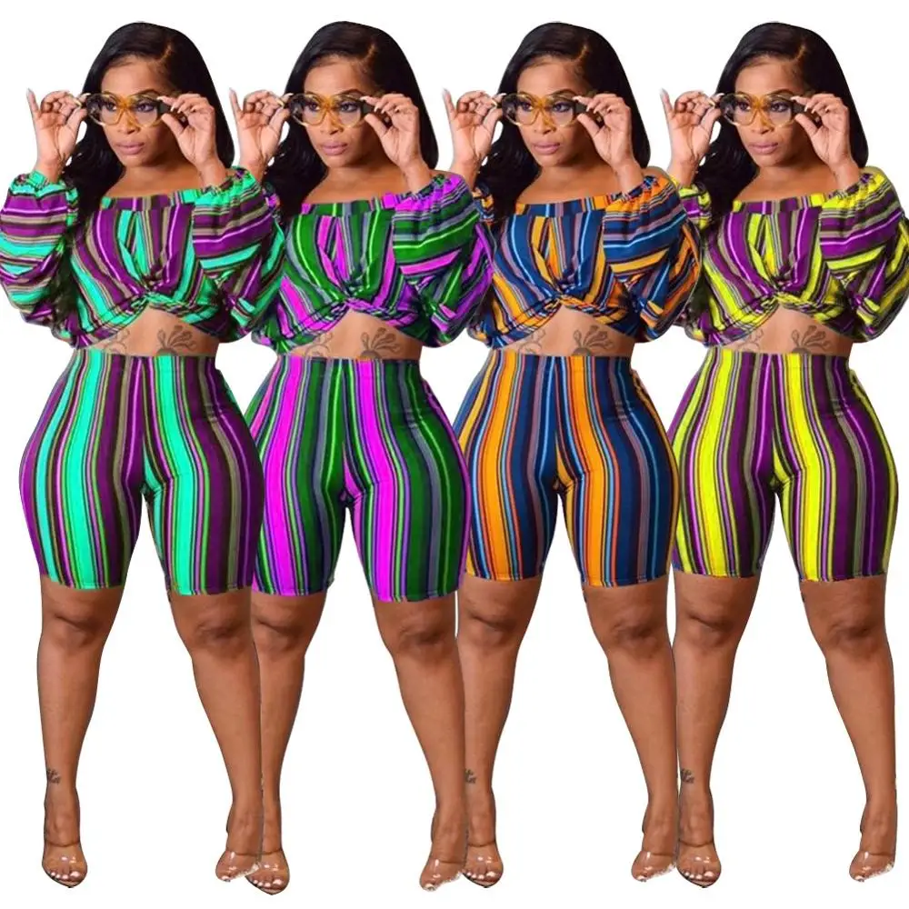 2019 women summer Striped Print Slash Neck top shorts suit two piece set sexy tracksuit outfit 4 colors GLX9178
2019 women summer Striped Print Slash Neck top shorts suit two piece set sexy tracksuit outfit 4 colors GLX9178