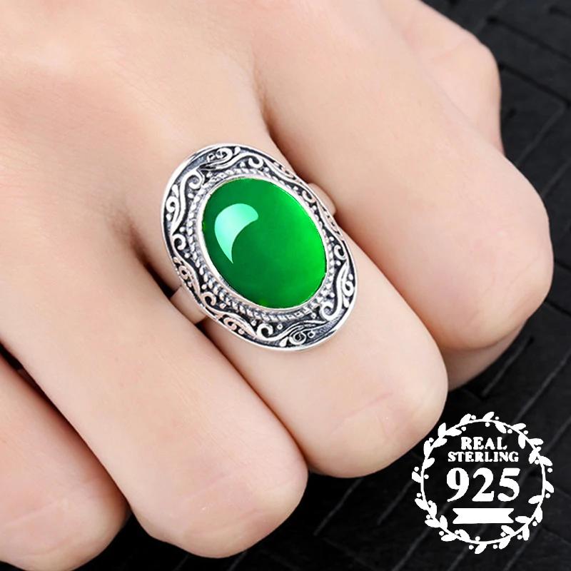 10*14mm NOT FAKE S925 Sterling Silver Asia Emerald Rings Jade moldevite Chinatown oriental Retro Chalcedony
10*14mm NOT FAKE S925 Sterling Silver Asia Emerald Rings Jade moldevite Chinatown oriental Retro Chalcedony
