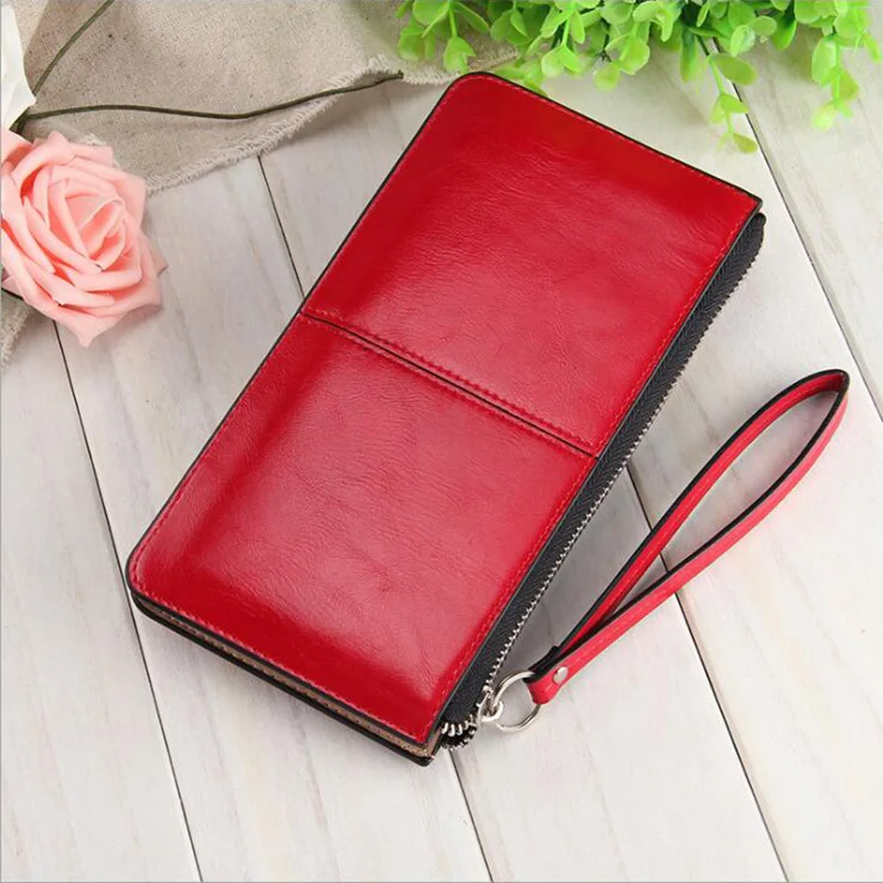 Woman Wallet Long Clutch Zipper Women Luxury Phone Card Holder Oil Wax Leather Female Purse Wallet Big Red Coin Purses for Girls
Woman Wallet Long Clutch Zipper Women Luxury Phone Card Holder Oil Wax Leather Female Purse Wallet Big Red Coin Purses for Girls