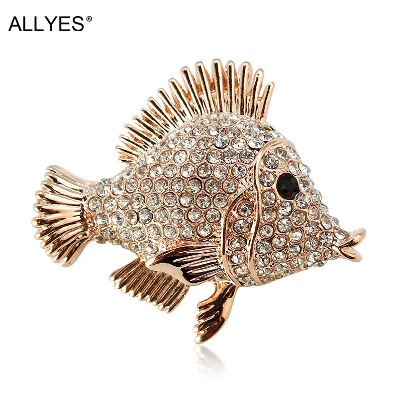 ALLYES Silver & Gold Color Shiny Crystal Paved Fish Brooches For Women Costume Jewelry Trendy Animal Clothes Lapel Pin Brooch
ALLYES Silver & Gold Color Shiny Crystal Paved Fish Brooches For Women Costume Jewelry Trendy Animal Clothes Lapel Pin Brooch