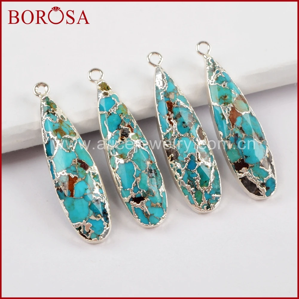 BOROSA 5/10PCS Teardrop Silver Color Natural Copper Turquoises Copper Natural Stone Charms Pendant for Earrings/Necklace S1547
BOROSA 5/10PCS Teardrop Silver Color Natural Copper Turquoises Copper Natural Stone Charms Pendant for Earrings/Necklace S1547