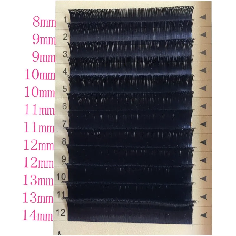 3 Trayslot Mixed Length Ellipse Flat Eyelashes Fake Mink Grafting 3d 8mm to 14mm 12 Rows Soft Flat Eye Lashes (9)