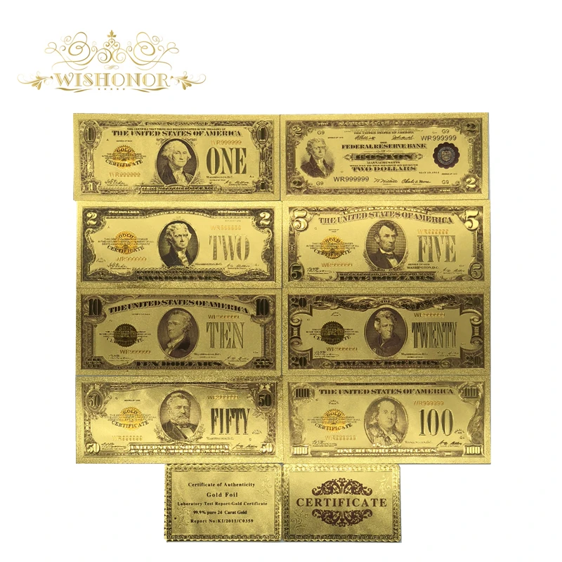 All Types American Banknote 24k Gold Plated Dollar Banknote in 24k Gold Fake Money Art Crafts Commemorative For Collection
All Types American Banknote 24k Gold Plated Dollar Banknote in 24k Gold Fake Money Art Crafts Commemorative For Collection