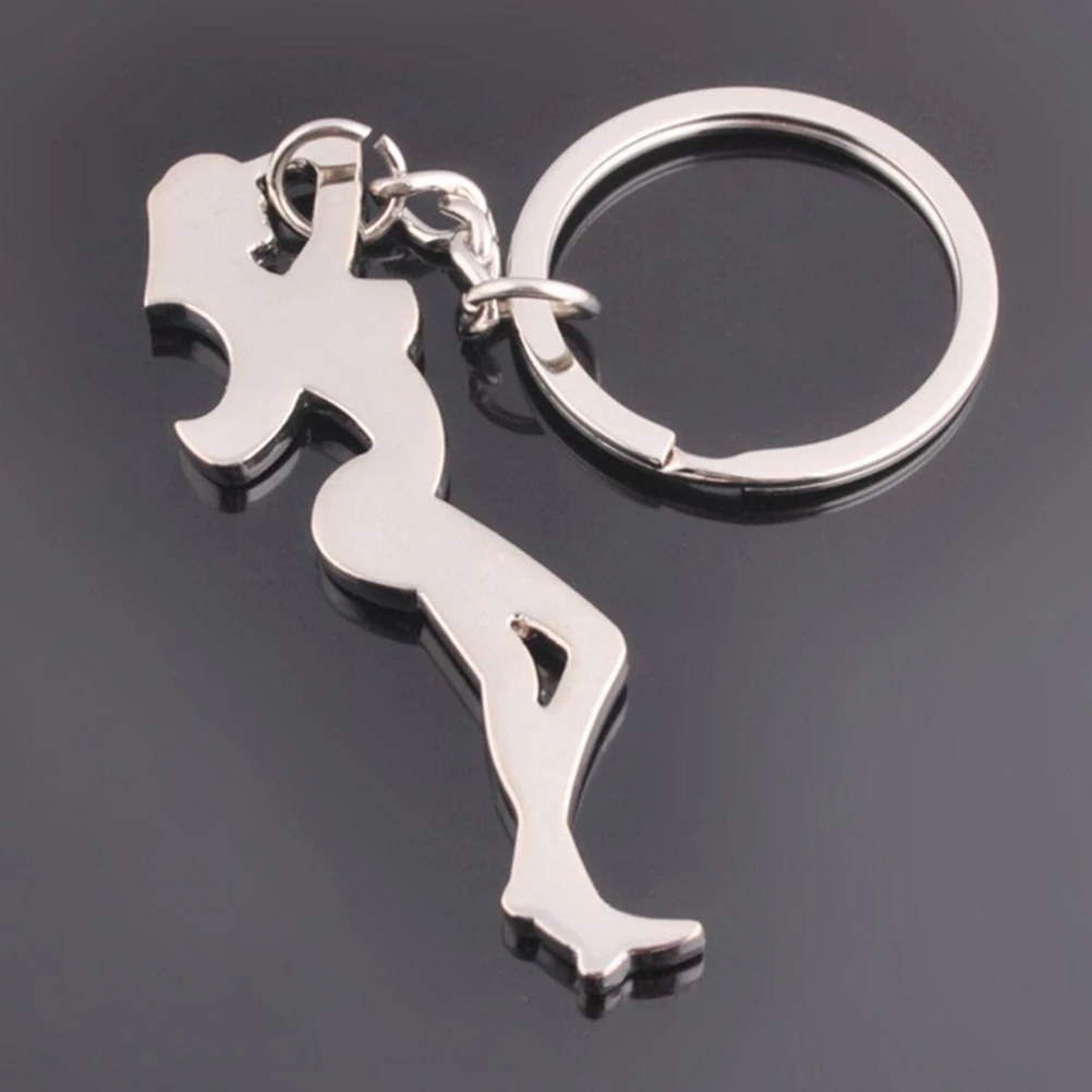 Beauty Lady Ruler Shaped Bottle Opener Keychain Zinc Alloy Beer Bottle Opener Women Men Key Ring Unique Creative Gift