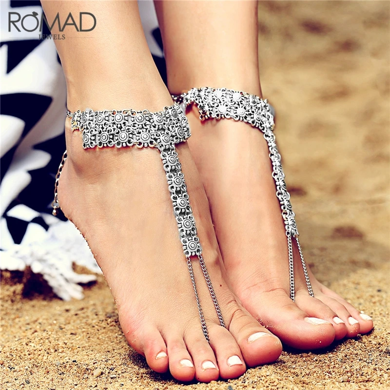 ROMAD Boho Vintage Ankle Bracelet Bohemian Flower Anklets Leg Jewelry chaine cheville Silver Color Tassel barefoot sandals R4
ROMAD Boho Vintage Ankle Bracelet Bohemian Flower Anklets Leg Jewelry chaine cheville Silver Color Tassel barefoot sandals R4