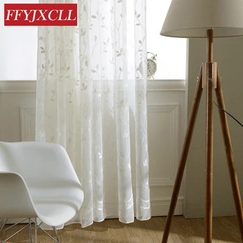 Pastoral Leaves Embroidered White Tulle Curtains for Living Room Bedroom Window Sheer Home Decor Voile Curtain Fabric
Pastoral Leaves Embroidered White Tulle Curtains for Living Room Bedroom Window Sheer Home Decor Voile Curtain Fabric
