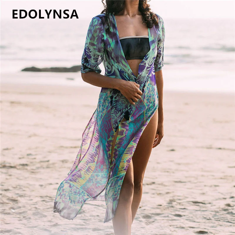 Kimono Women 2019 Multicolor Chiffon Front Open Side Split Half Sleeve Chiffon Kimono Long Blouses Summer Beach Cover Tunic N550
Kimono Women 2019 Multicolor Chiffon Front Open Side Split Half Sleeve Chiffon Kimono Long Blouses Summer Beach Cover Tunic N550