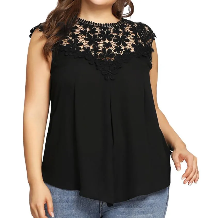 Plus Size 5XL Tank Top Women 2018 Ladies Tops Chiffon Lace Hollow Out Black O Neck Tanks Tops Female Sexy Backless Haut Femme
Plus Size 5XL Tank Top Women 2018 Ladies Tops Chiffon Lace Hollow Out Black O Neck Tanks Tops Female Sexy Backless Haut Femme