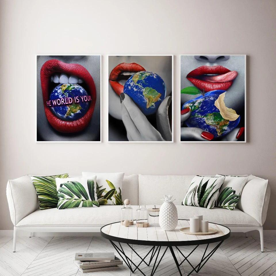 Canvas Paintings Prints Posters Modern Sexy Red Lips Bite Money Earth Abstract Wall Art Pictures For living room Decor Unframed 
Canvas Paintings Prints Posters Modern Sexy Red Lips Bite Money Earth Abstract Wall Art Pictures For living room Decor Unframed