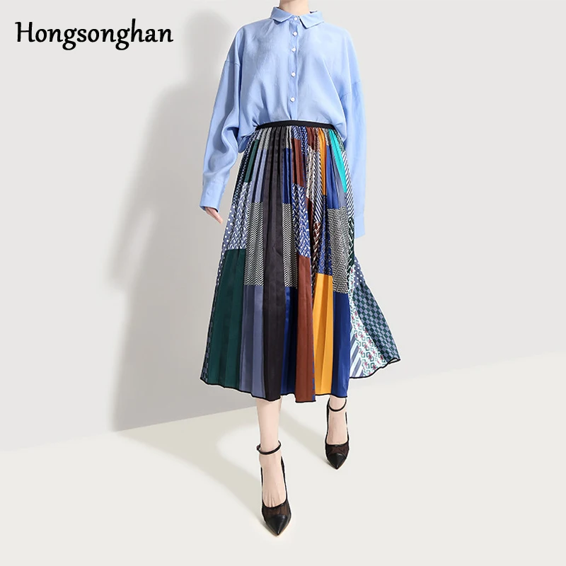 Hongsonghan Spring Summer Floral Print Patchwork Spliced Maxi Pleated Skirt Midi Skirt High Waist Elascity Casual Party Skirts
Hongsonghan Spring Summer Floral Print Patchwork Spliced Maxi Pleated Skirt Midi Skirt High Waist Elascity Casual Party Skirts