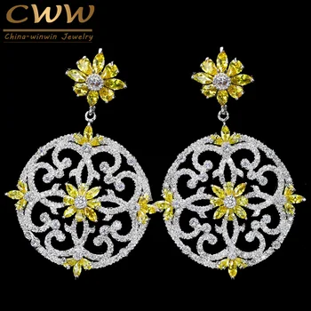 CWWZircons Bohemia Style Yellow Cubic Zirconia Stones Large Long Drop Dangle Wedding Earring Bridal Costume Jewelry CZ145
CWWZircons Bohemia Style Yellow Cubic Zirconia Stones Large Long Drop Dangle Wedding Earring Bridal Costume Jewelry CZ145