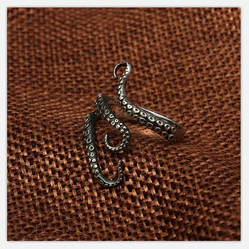 Quality Titanium stainless steel Deep sea squid Octopus finger rings opened Adjustable size Gothic fashion jewelry Free Shipping 14