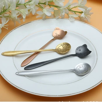 304 Stainless Steel Cat kitty Coffee Spoon Gold Small Cartoon Tea Spoon Set for Tea Party Dinnerware Kitchen Accessories
304 Stainless Steel Cat kitty Coffee Spoon Gold Small Cartoon Tea Spoon Set for Tea Party Dinnerware Kitchen Accessories