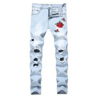 Envmenst New Men Ripped Jeans With Embroidery Flowers Rose Embroidered Men's Stretch Skinny Blue Black Hole Denim Plus Pants
Envmenst New Men Ripped Jeans With Embroidery Flowers Rose Embroidered Men's Stretch Skinny Blue Black Hole Denim Plus Pants