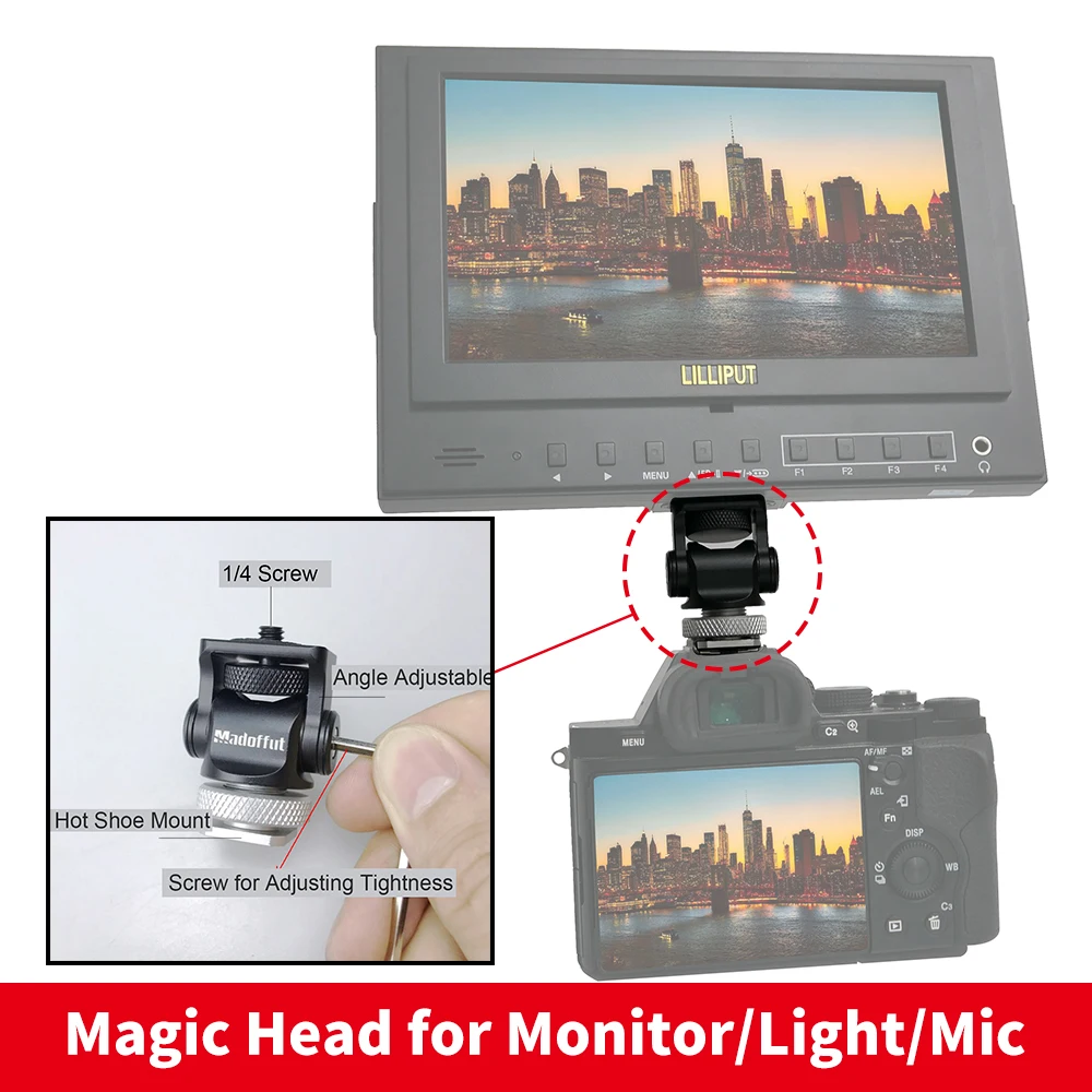 Camera Video monitor magic grip head accessories with hot shoe mount angle adjustable for CANON NIKON LED DSLR Light/Microphone
Camera Video monitor magic grip head accessories with hot shoe mount angle adjustable for CANON NIKON LED DSLR Light/Microphone