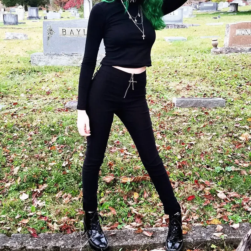 Punk Pants Women Pencil Pants Slim Casual Female Stretch Trousers Pantalones Mujer High Waist Stretch Black
Punk Pants Women Pencil Pants Slim Casual Female Stretch Trousers Pantalones Mujer High Waist Stretch Black