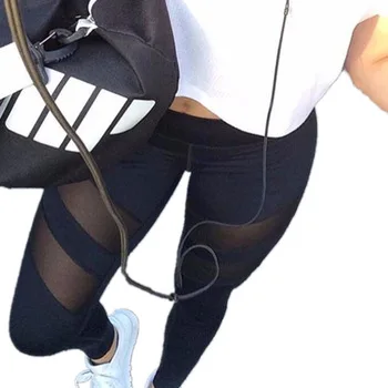 Women Leggings Black Sexy Mesh Patchwork Pencil Pants Elasticity Slim Jeggings Ladies Leggins Pantalon Stretch Femme CONTACTALL