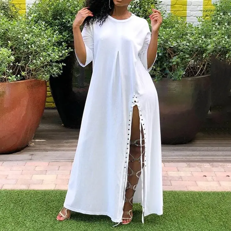 White T Shirt Dress Women Oversize Loose Street Fashion Lace Up Simple Plus Size Maxi Ladies African Long Dresses Casual Summer
White T Shirt Dress Women Oversize Loose Street Fashion Lace Up Simple Plus Size Maxi Ladies African Long Dresses Casual Summer