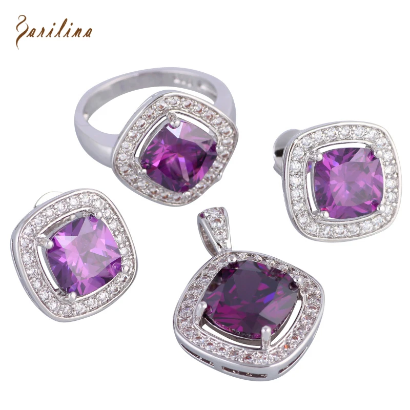 Purple crystal 925 Sterling Silver Overlay Pendants/Ring/Earrings fashion Jewelry Set size 6 7 8 9 S264
Purple crystal 925 Sterling Silver Overlay Pendants/Ring/Earrings fashion Jewelry Set size 6 7 8 9 S264