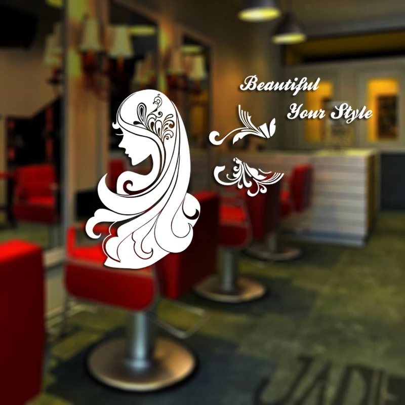 Hair Salon Sticker Hairdresser Decal Barber Shop Posters Vinyl Wall Decals Pegatina Quadro Parede Decor Mural Hair Salon Sticker