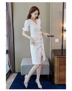 White Split OL Dress Office Lady Work Puffle Sleeve V-neck Knee-length Women Summer Dresses Vestidos
White Split OL Dress Office Lady Work Puffle Sleeve V-neck Knee-length Women Summer Dresses Vestidos