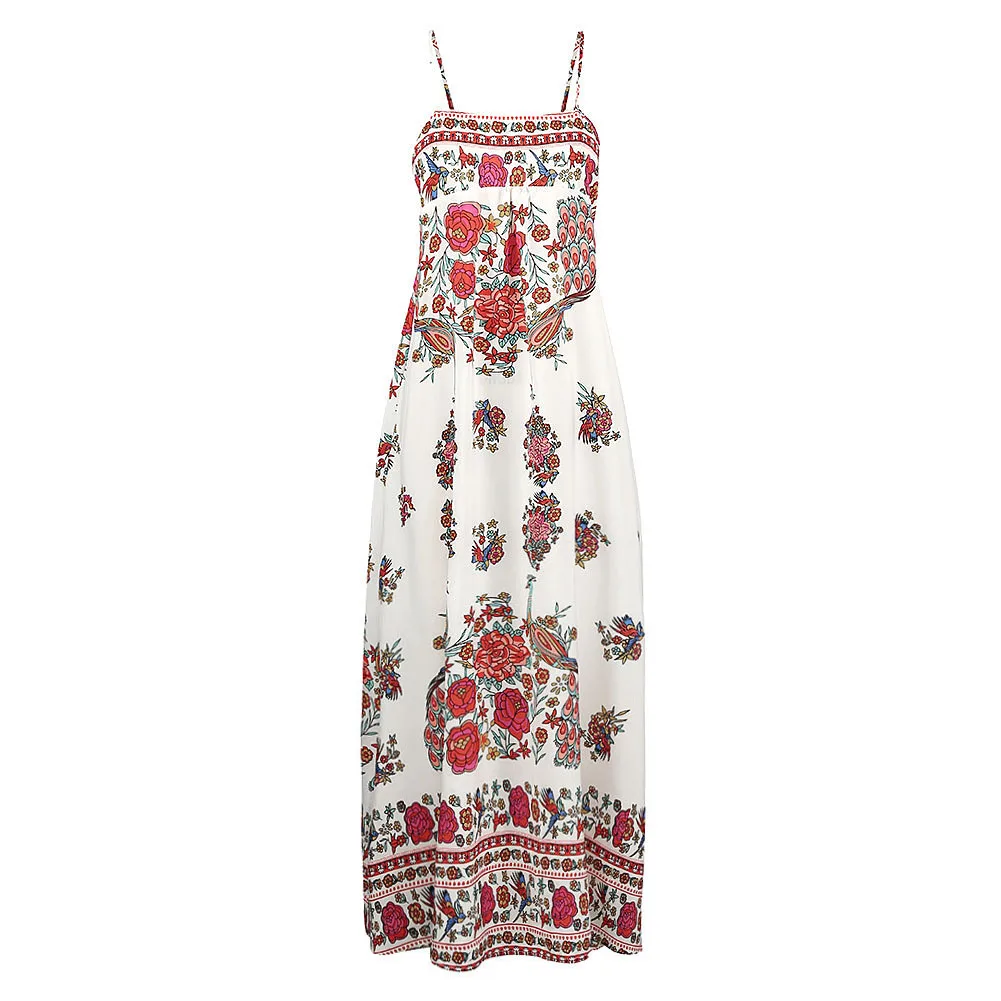Boho Floral Maxi Dress Sleeveless Backless Long Summer Dress (Us 10-16)