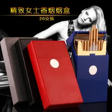 Senhoras automáticas portáteis embalagem caixa de cigarro compressão engrossar 20 caixas de embalagem caso cigarro capa acessórios(China)
