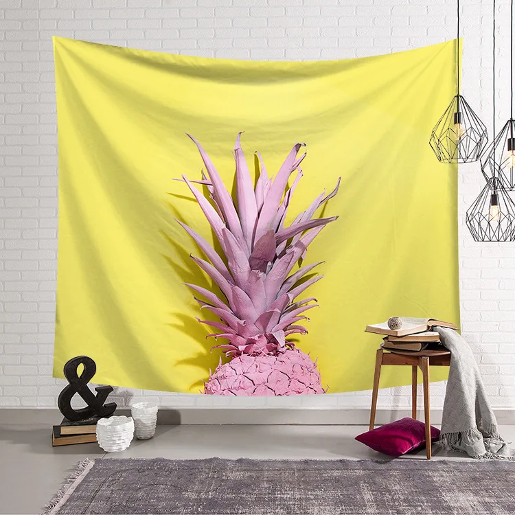 

Pink Pineapple Yellow Desire Vigour Ins Home High Pixel Art Decorative Tapestries Bathroom Tapestry Wall Hanging Decor Gift