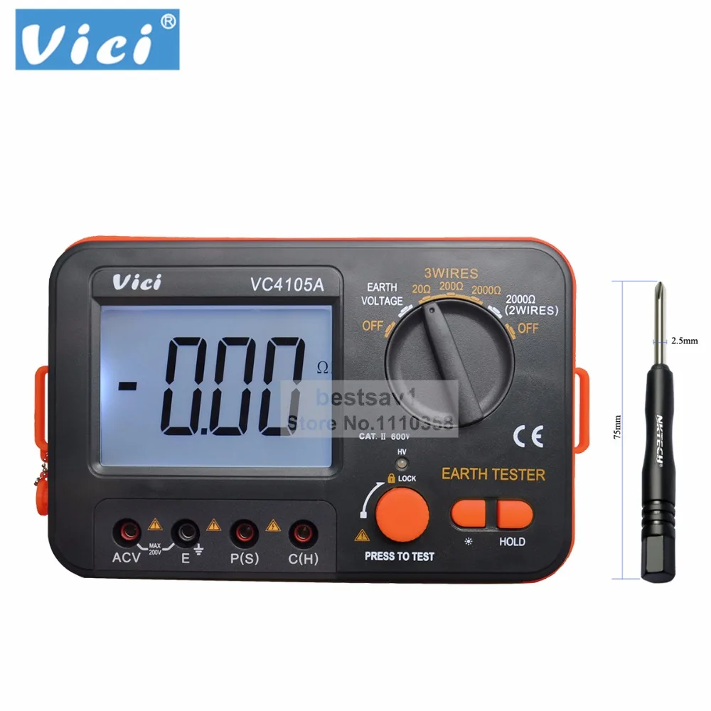 VICHY VC4105A LCD Digital multimeter multimetro diagnostic-tool tester Earth Ground Resistance/Voltage Tester Meter B0410
VICHY VC4105A LCD Digital multimeter multimetro diagnostic-tool tester Earth Ground Resistance/Voltage Tester Meter B0410