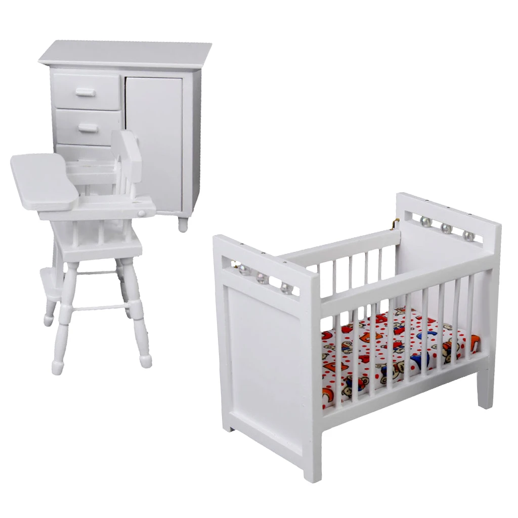 Dollhouse Accessories Furniture Miniature Baby White Bedroom Set Baby Bed & Chair & Cabinet Set Kids Pretend Play Toy 
Dollhouse Accessories Furniture Miniature Baby White Bedroom Set Baby Bed & Chair & Cabinet Set Kids Pretend Play Toy